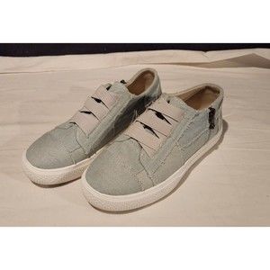 Jolimall Women Size 7 Slip on Denim Side Zipper Sneaker Casual Shoe Blue